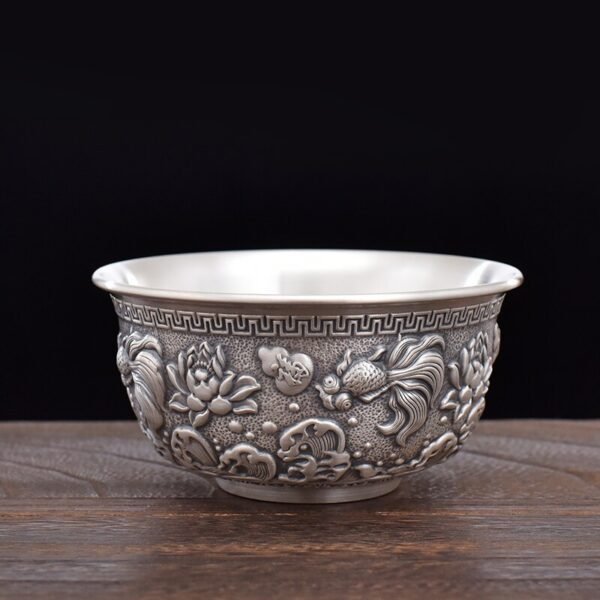 Silver Flatware engraved rice bowl side