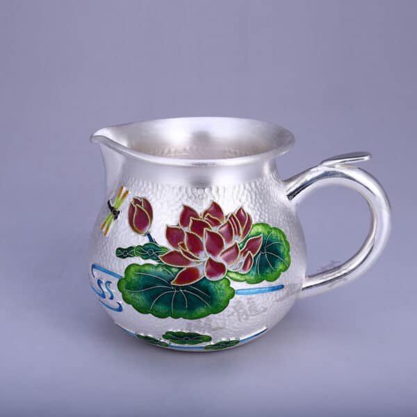 Silver Tea Set colored lotus kettle fairy cup