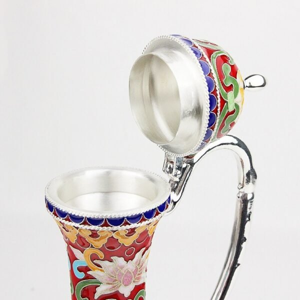 Silver Wine Decanter cloisonne flagon opened
